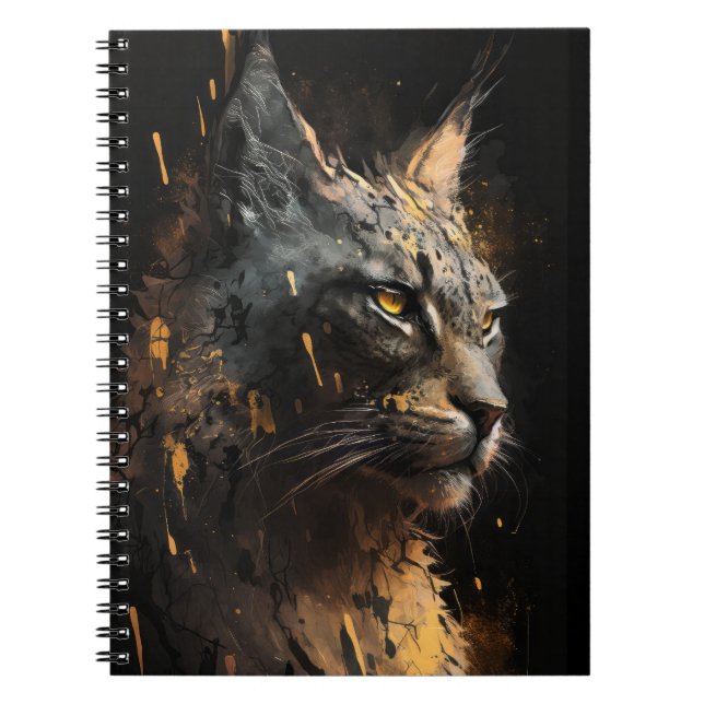 Cuaderno Lynx Retrato Naturaleza animal Vida silvestre Pint (Frente)