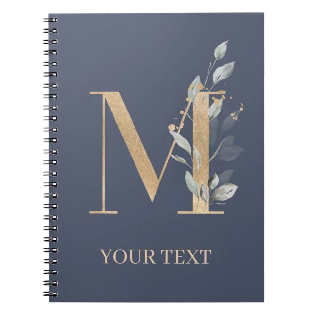 Cuaderno M Monograma portátil Floral personalizado (Frente)