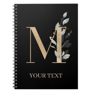Cuaderno M Monograma portátil Floral personalizado