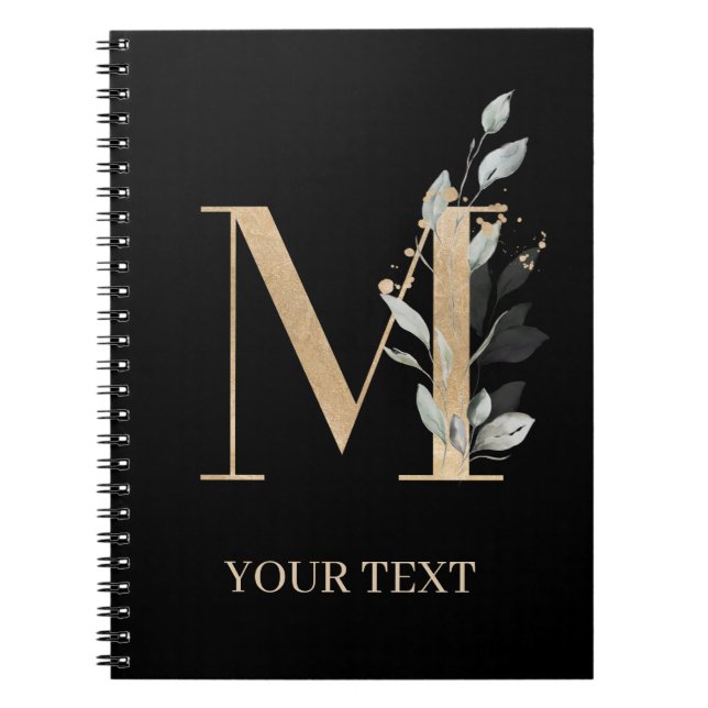 Cuaderno M Monograma portátil Floral personalizado (Frente)