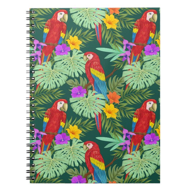Cuaderno Macao, plantas tropicales: patrón sin costuras. (Frente)