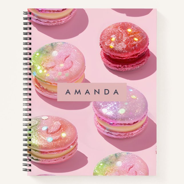 Cuaderno Macarón Pastel Caprichoso Personalizado con Brillo (Anverso)