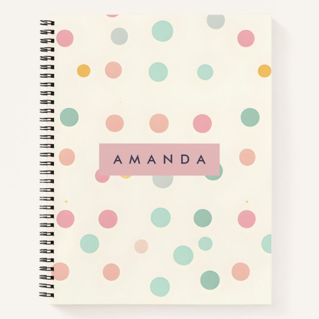Cuaderno Macarón Pastel Personalizado Lunares (Anverso)