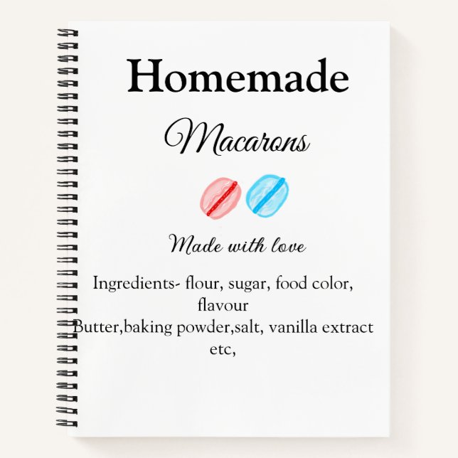 Cuaderno macarrones caseros añadir ingredientes hechos con  (Anverso)