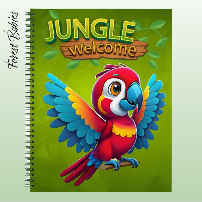 Cuaderno Macaw Adorable Parrot Woodland 🦜 de vida silvestr (Fun Red Scarlet Macaw Stationery Adorable Parrot Woodland Bird Wildlife Animal Character Notebook 🐦)