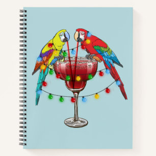 Cuaderno Macaws tropicales bebiendo vino