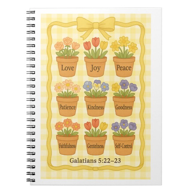 Cuaderno Macetas amarillas de la fruta del Espíritu (Frente)