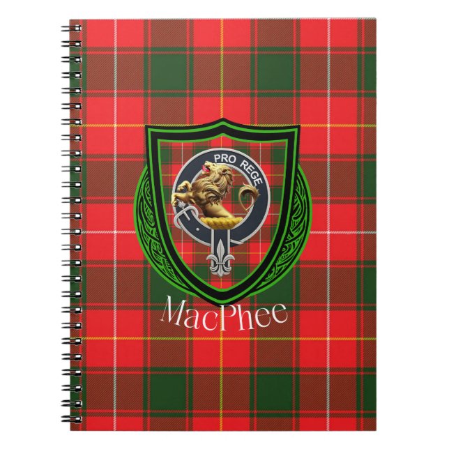 Cuaderno MacPhee Scottish Clan Tartan & Crest (Frente)