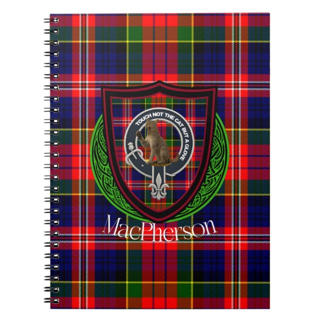 Cuaderno MacPherson Scottish Clan Tartan & Crest (Frente)