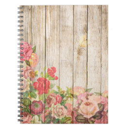 Cuaderno Madera de Rosas Rústicos Vintage