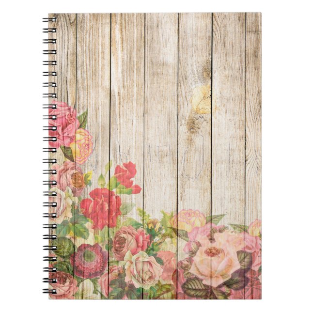 Cuaderno Madera de Rosas Rústicos Vintage (Frente)