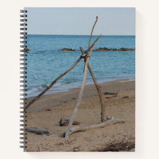 Cuaderno Madera en la playa y mar azul - Pakifoto