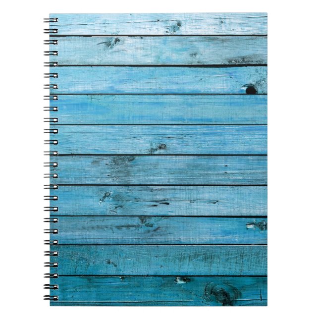 Cuaderno Madera natural azul, fondo texturado. (Frente)