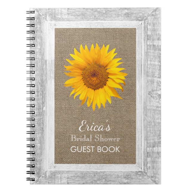 Cuaderno Madera nupcial del girasol del libro de visitas de (Frente)