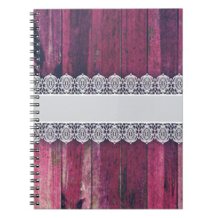 Cuaderno Madera púrpura rústica con el cordón - estilo