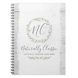 Cuaderno Madera Rusa y Hojas Botánicas Rústicas Wreath Verd