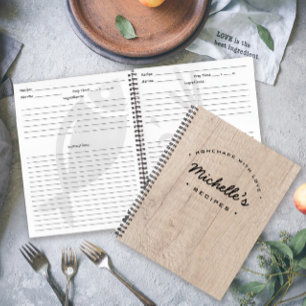 Cuaderno Madera rústica casera con receta de amor personali