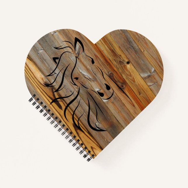 Cuaderno Madera Rústica Y Caballos Silvestres (Anverso)