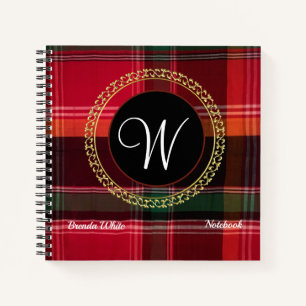 Cuaderno Madras Plaid USVI Personalizado del Monograma Cari