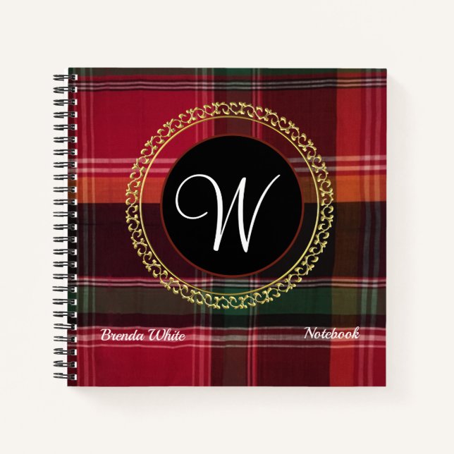 Cuaderno Madras Plaid USVI Personalizado del Monograma Cari (Anverso)