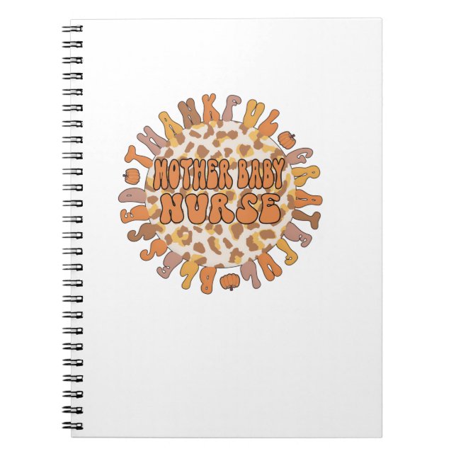 Cuaderno Madre agradecida enfermera bebé Acción de Gracias  (Frente)