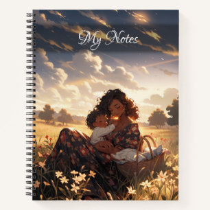 Cuaderno Madre anime en un prado matutino