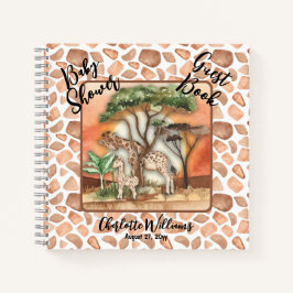 Cuaderno Madre | Baby Giraffe Safari Baby Shower Guest Book
