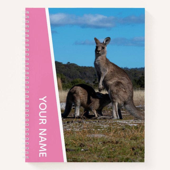 Cuaderno Madre canguro y bebé en Australia, rosa (Anverso)