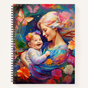 Cuaderno Madre con niña pintura colorida