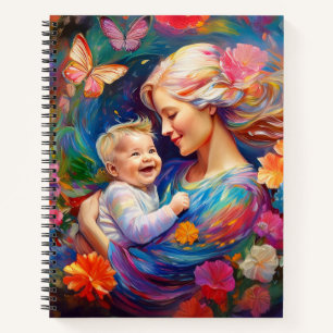 Cuaderno Madre con Niño Colorido Cuadro