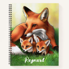 Cuaderno Madre de Fox roja y Kits en la hierba
