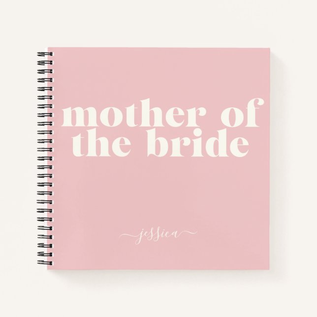 Cuaderno Madre de la Novia Simple Moderno Nombre Rosa Beige (Anverso)