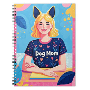 Cuaderno Madre de perro abstracta en azul rosa