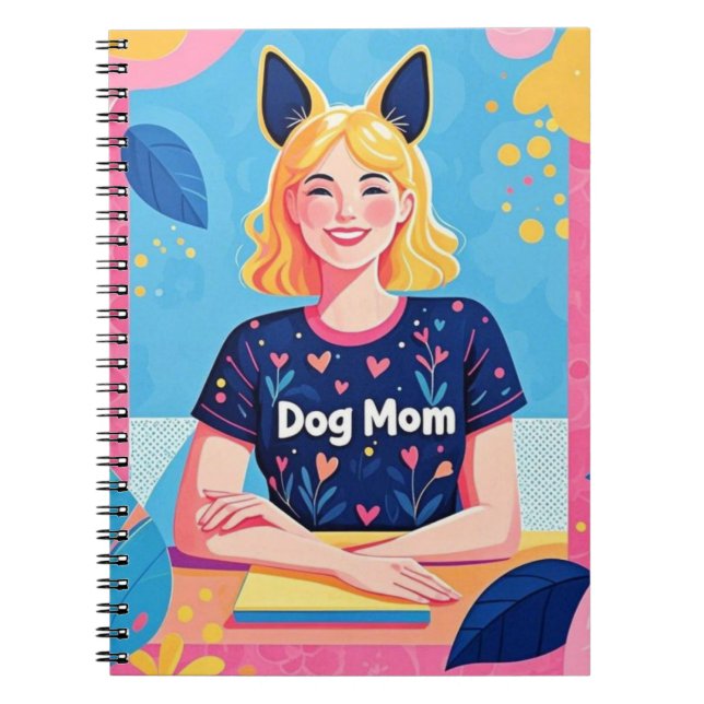 Cuaderno Madre de perro abstracta en azul rosa (Frente)