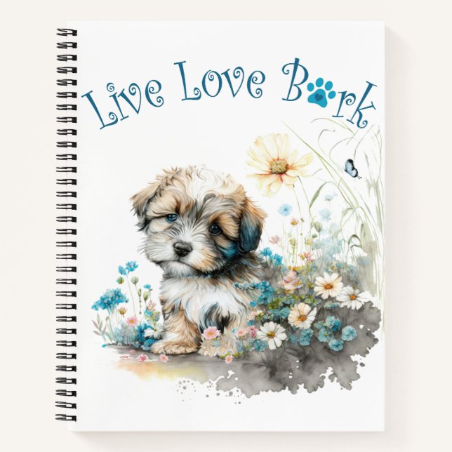 Cuaderno Madre de perro Havanés floral (Anverso)