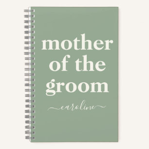 Cuaderno Madre del Novio Nombre Minimalista Moderno   Verde