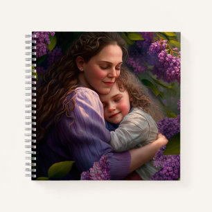 Cuaderno Madre e hijo abrazando bajo un laberinto