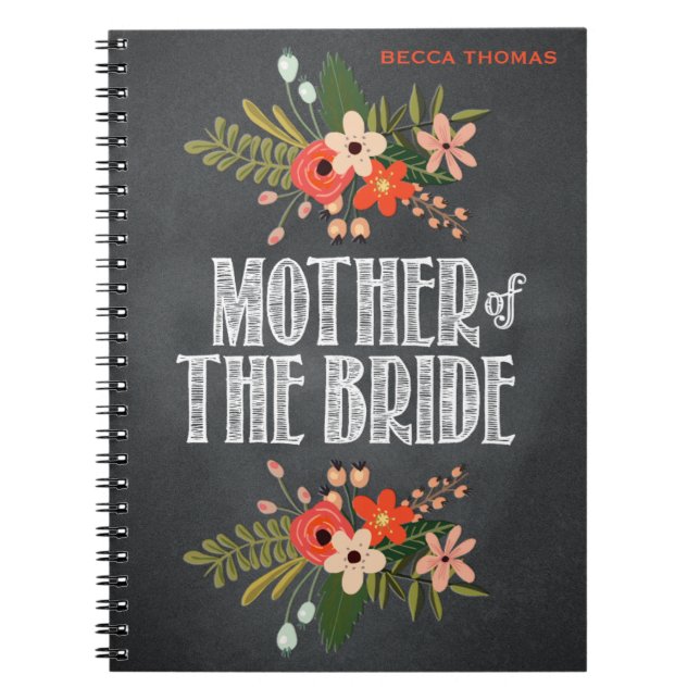 Cuaderno Madre floral de la pizarra de la novia (Frente)