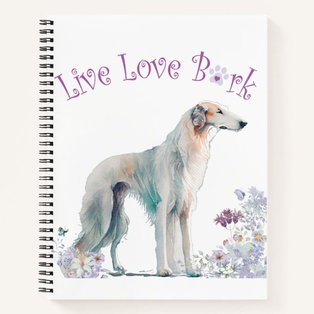 Cuaderno Madre Perro Borzoi Floral (Anverso)
