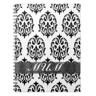 Cuaderno Madre personalizada de damasco blanco y negro