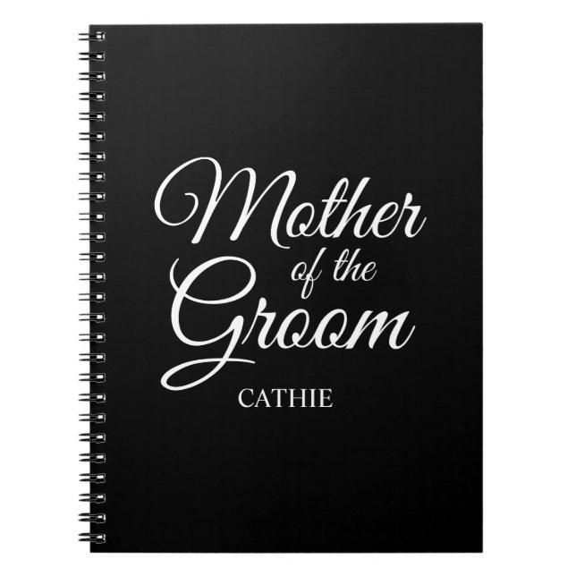 Cuaderno Madre personalizada del blanco y negro groom (Frente)