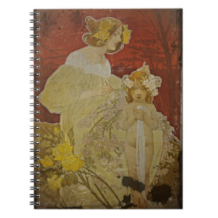 Cuaderno Madre tejiendo flores en el pelo