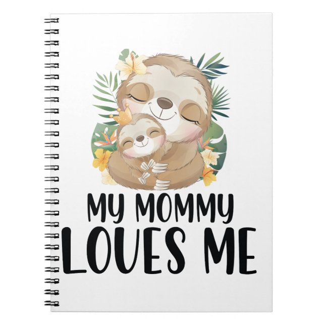Cuaderno Madre y bebé eslogan mi mamá me ama tropical (Frente)
