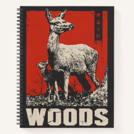 Cuaderno Madres y bebés deers en los bosques | Ukiyo-e