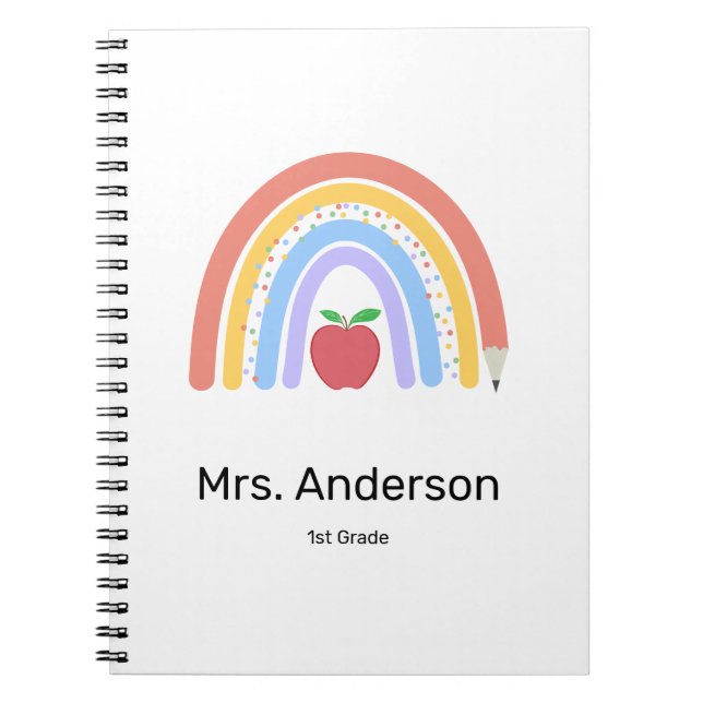 Cuaderno Maestra Arcoíris de Colores Pastel (Frente)