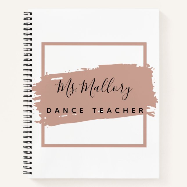 Cuaderno Maestra de danza negra y oro Rosa personalizado (Anverso)
