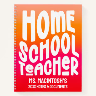 Cuaderno Maestra de educación en casa Naranja Rojo Ombre