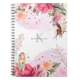 Cuaderno Maestra de flores rosadas y hadas