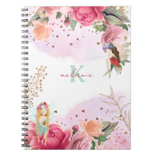 Cuaderno Maestra de flores rosadas y hadas