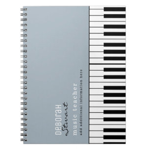 Cuaderno Maestra de Piano de Música Elegante Dusty Azul